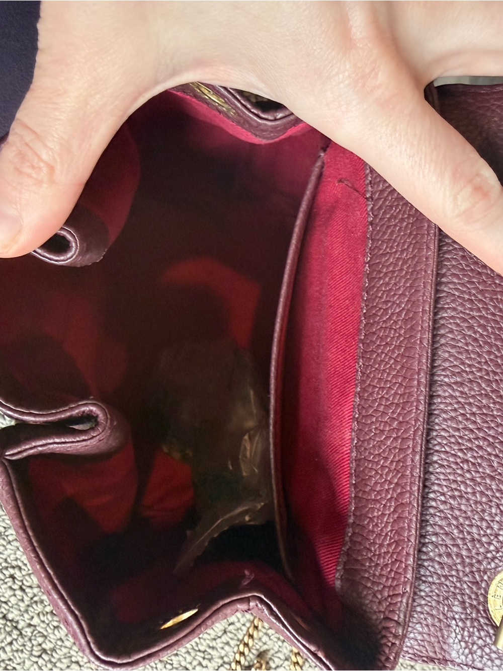 Polène Crossbody Bag in Burgundy and Gold - Picture 3 of 11